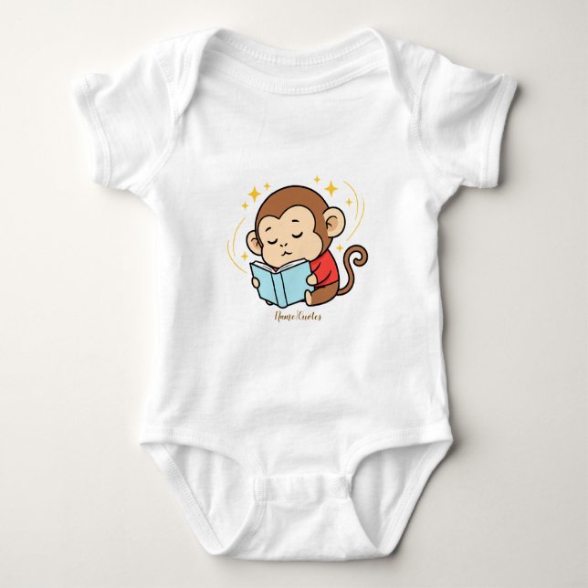 Body Para Bebé Adorable Monkey Reading Book (Anverso)