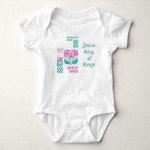 Body Para Bebé Adorable Nombre Religioso Floral Retro Rosa Verde 