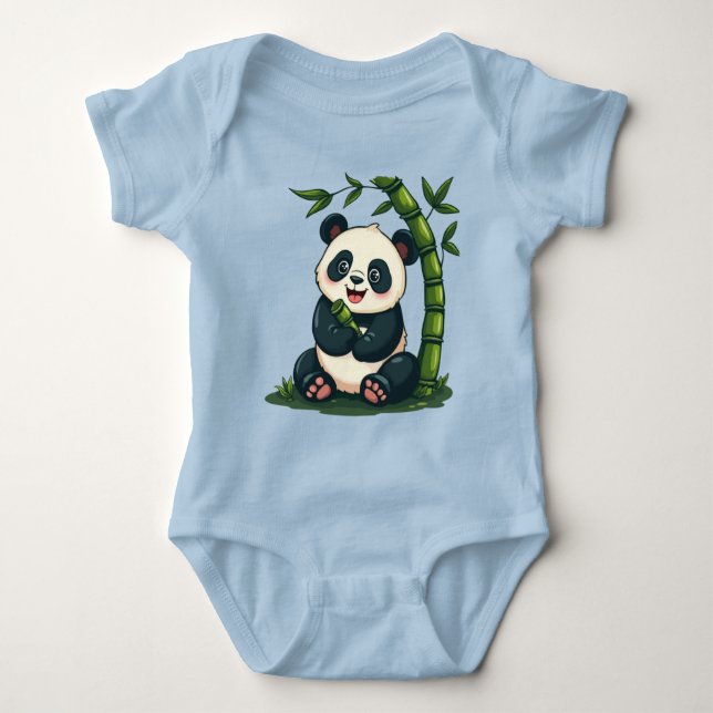 Body Para Bebé Adorable Panda Abrazando Bamboo Personalizado arte (Anverso)