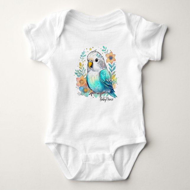 Body Para Bebé Adorable Personalizado Baby Budgie Bodysuit (Anverso)