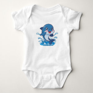 Body Para Bebé Adorable Personalizado Dolphin aplastando con aleg