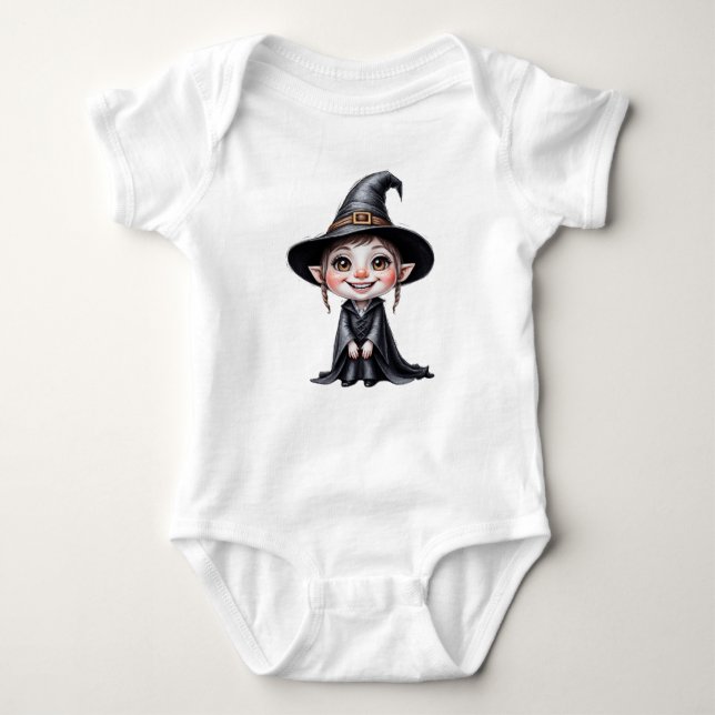 Body Para Bebé 🧙‍♀️ Adorable Petite Sorcière Kawaii 🎃 (Anverso)