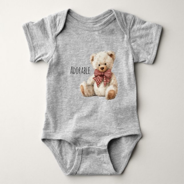 Body Para Bebé Adorable Red Cream Teddy Bear (Anverso)