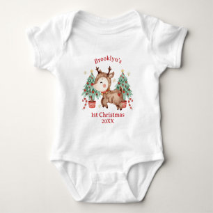 Body Para Bebé Adorable Reno Cuerno Rojo Rudolph Árbol 1er Navida