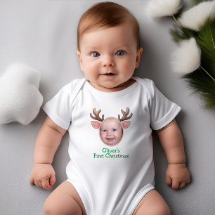 Body Para Bebé Adorable Reno de la Primera Navidad del Bebé