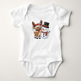 Body Para Bebé Adorable Reno de Navidad & Muñeco de Nieve