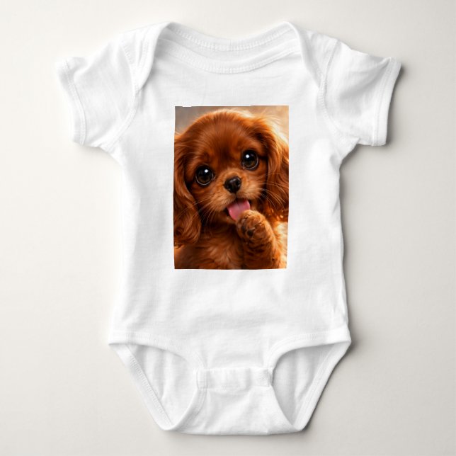 Body Para Bebé Adorable Ruby Cavalier Spaniel (Anverso)