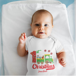 Body Para Bebé Adorable tren personalizado del primer Navidad del
