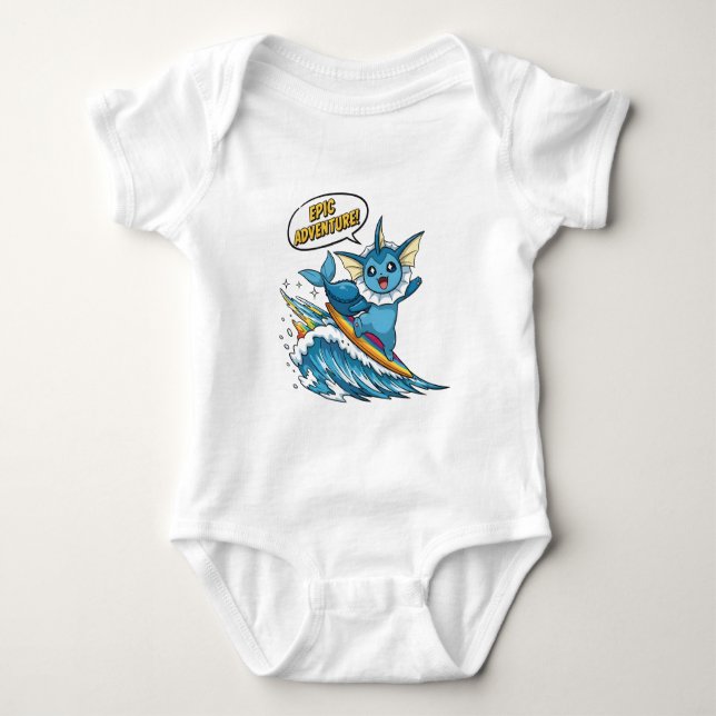 Body Para Bebé Adorable Vaporeon surfista - Evolución de Eevee Ti (Anverso)