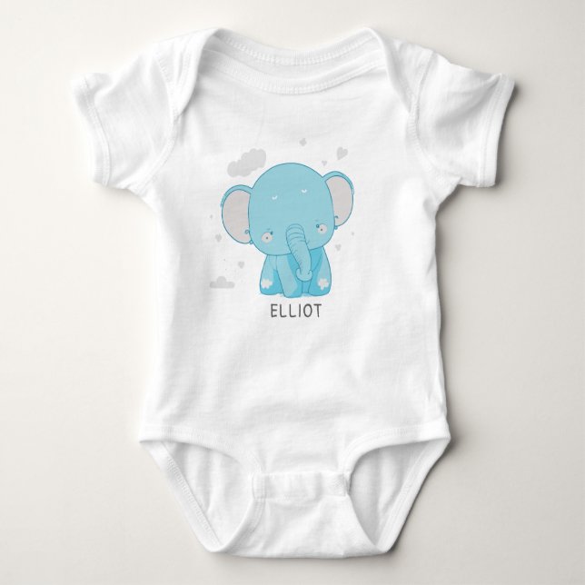 Body Para Bebé Adorable Whimsical Playous Baby Elephant Clouds (Anverso)