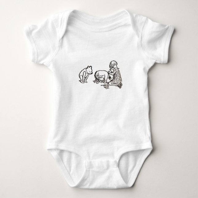 Body Para Bebé Adorable Winnie el boceto de Pooh  (Anverso)
