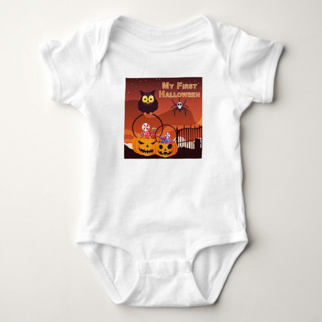 Body Para Bebé Adorablemente lindo "Mi primer Halloween" (Anverso)