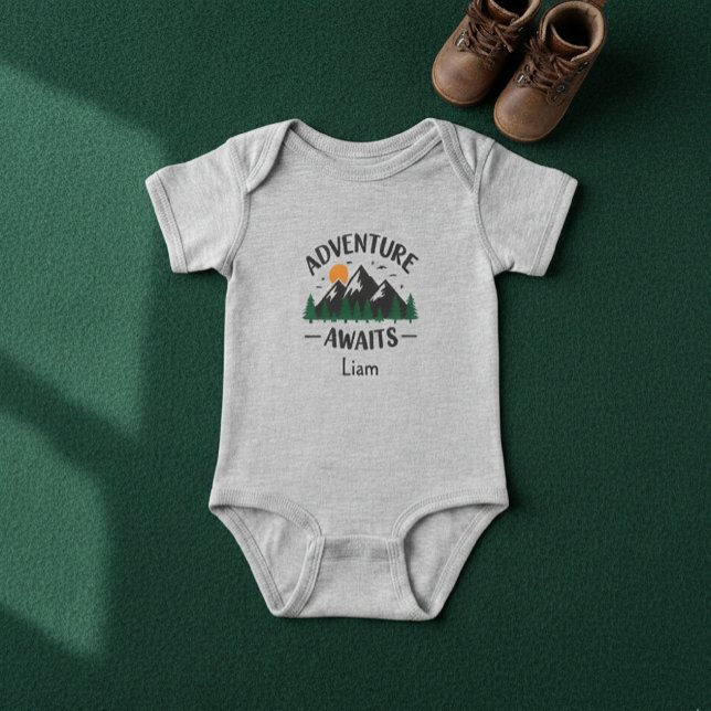 Body Para Bebé Adventure Awaits Mountains Personalized  Bodysuit (Subido por el creador)