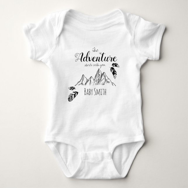 Body Para Bebé Adventure awaits you customizable name (Anverso)