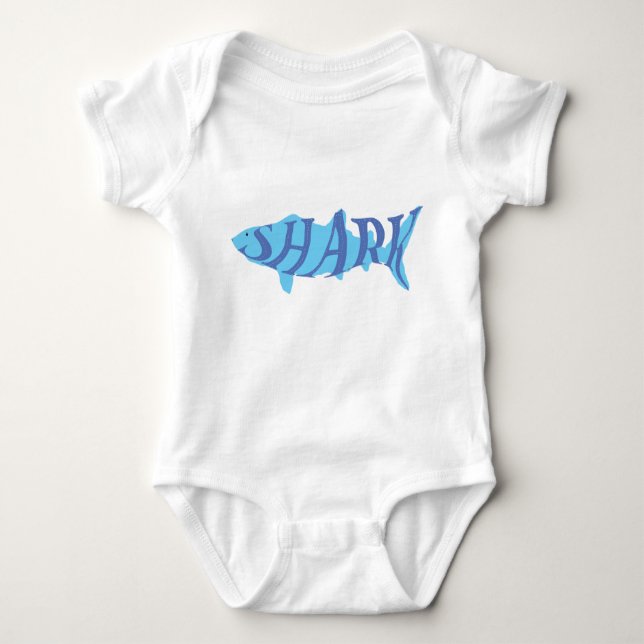 Body Para Bebé Aesthetic Playful Nautical Shark Splash Typography (Anverso)