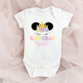 Body Para Bebé Afro Puff Unicornio Chica de cumpleaños equipo de