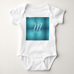 Body Para Bebé Agate verde azulado turquesa aqua monograma añadir