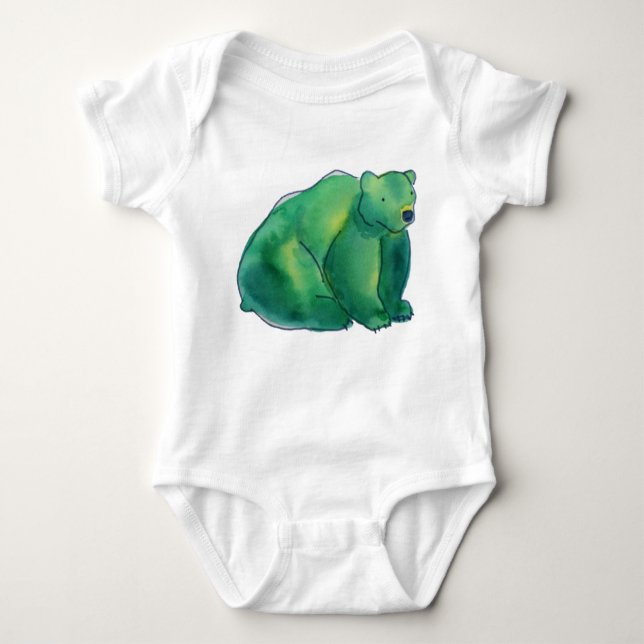 Body Para Bebé Agua de Woodland Animal Green Cuear Bear (Anverso)