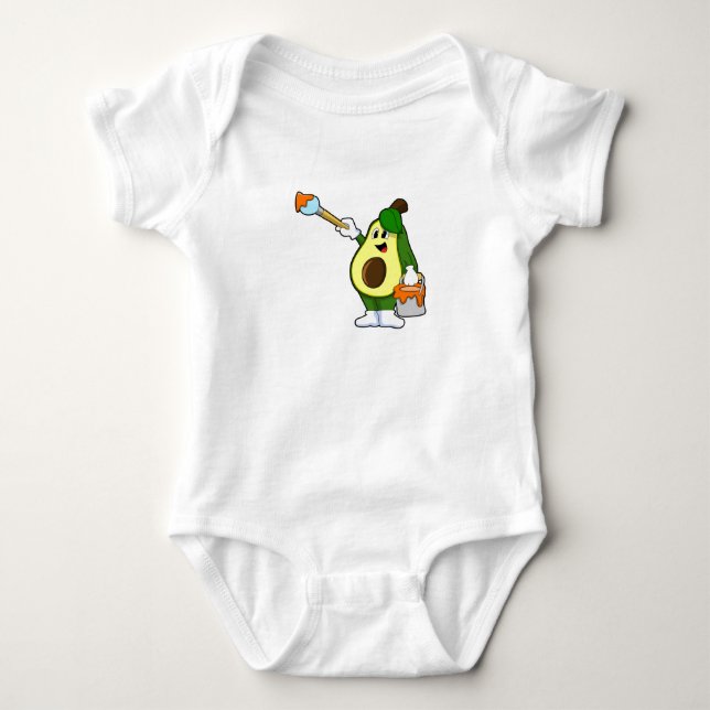 Body Para Bebé Aguacate como pintor con pincel (Anverso)