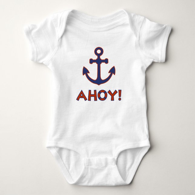 Body Para Bebé ¡AHOY! Buoy + Anchor Diseño Rojo+Azul (Anverso)