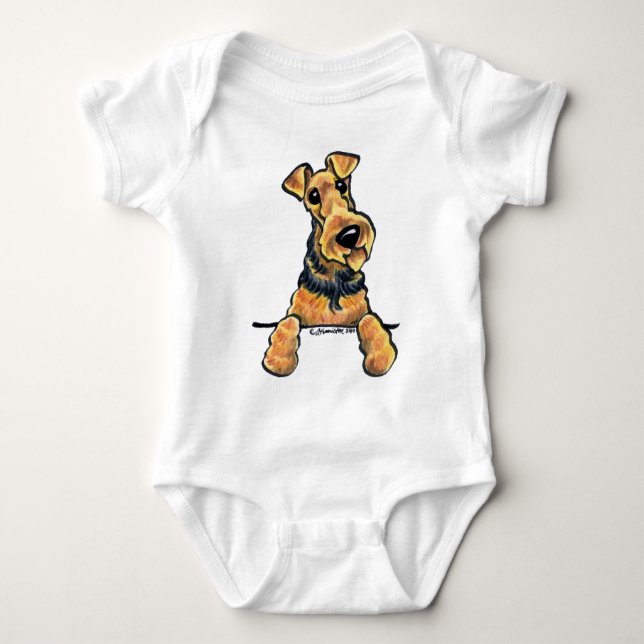 Body Para Bebé Airedale Terrier Line Art (Anverso)
