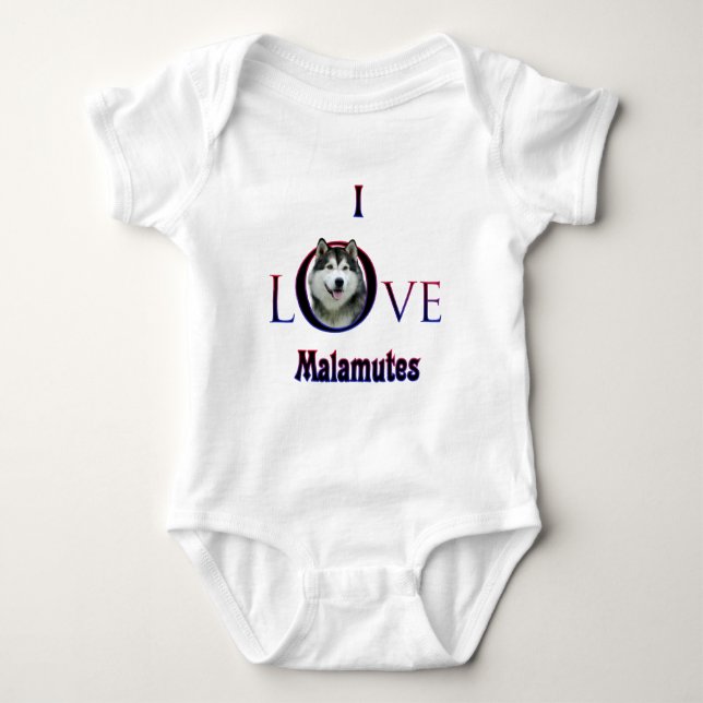Body Para Bebé Alaskan Malamute I Love (Anverso)