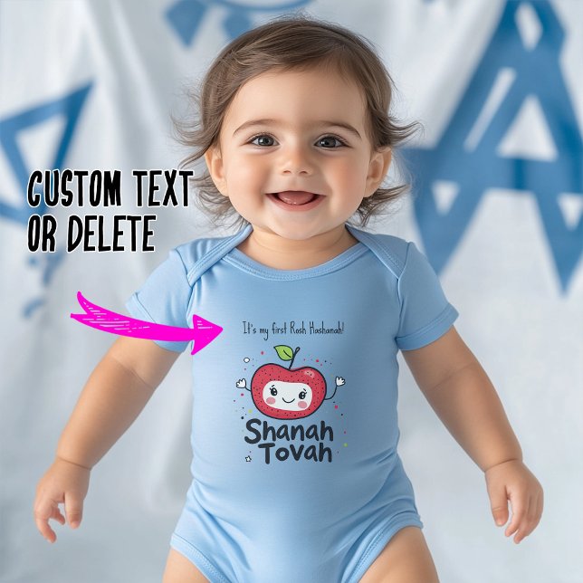 Body Para Bebé Alegre de manzana azul 🍎 con texto personalizado (🍎Blue Apple Cheer with custom text Baby Bodysuit)