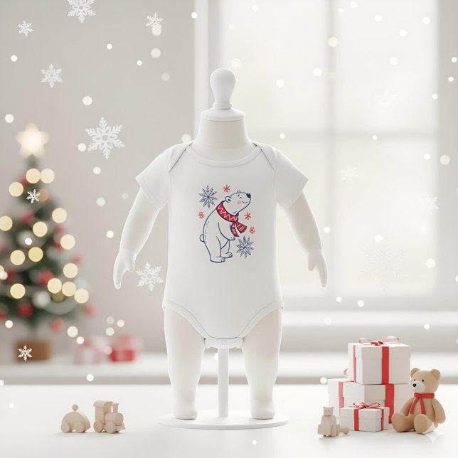 Body Para Bebé Alegre diseño de vacaciones de invierno en oso pol ("Cheerful Polar Bear Winter Holiday Baby Bodysuit – Perfect for Baby Shower Gifts and Festive Winter)