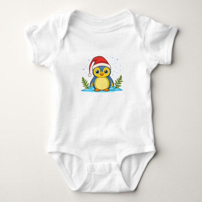 Body Para Bebé Alegría de Pingüino Navideña  (Anverso)