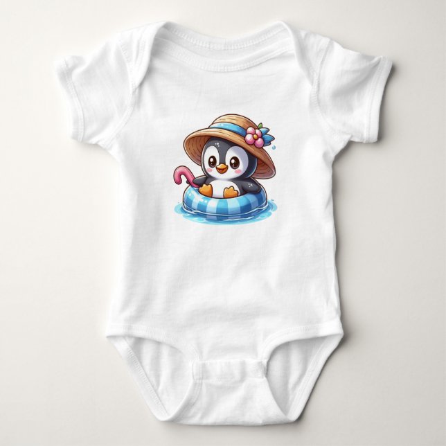 Body Para Bebé Alegría del pingüino lindo en verano (Anverso)