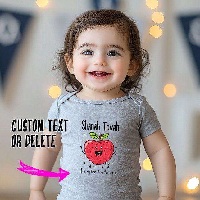 Body Para Bebé 🍎 Alegría festiva de Apple con texto personalizad (🍎 Festive Apple Joy with custom text Baby Bodysuit)