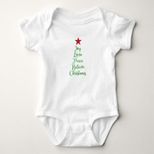 Body Para Bebé Alegría paz creer árbol de Navidad con rojo