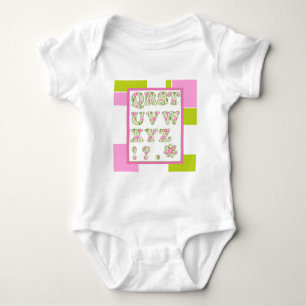 Body Para Bebé Alfabeto gracioso, alfabeto floral, alfabeto
