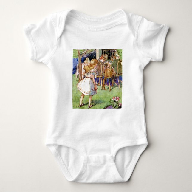 Body Para Bebé Alice tropieza con el Fiesta de té del sombrerero  (Anverso)