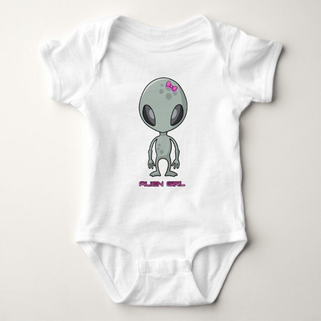 Body Para Bebé Alien Chica Gray and Pink (Anverso)