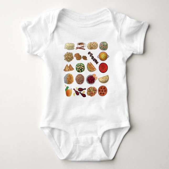 Body Para Bebé Alimentos indios degustan comida del Ilustracion i (Anverso)