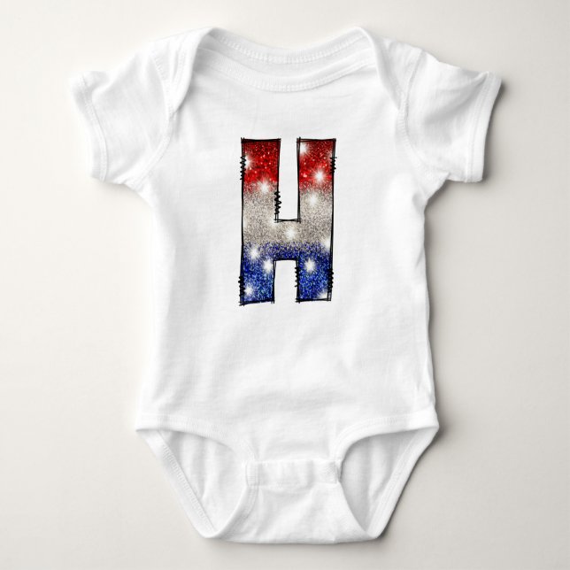 Body Para Bebé All American Baby Letter H - July 4, Estados Unido (Anverso)
