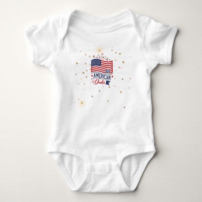 Body Para Bebé All American Dude Fireworks Baby Bodysuit (Anverso)