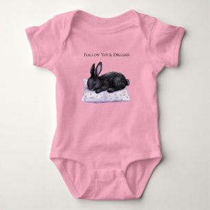 Body Para Bebé Almohada de estrellas doradas lavanda conejo negro