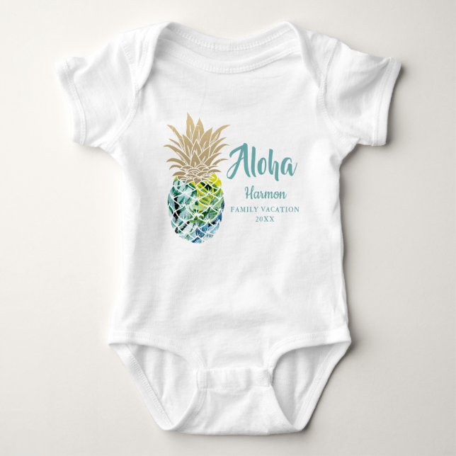 Body Para Bebé Aloha Personalizado de Vacaciones Familiares de Pi (Anverso)