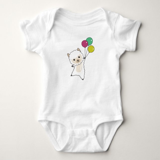 Body Para Bebé Alpaca Mosca Con Globos Animales Dulces Para (Anverso)