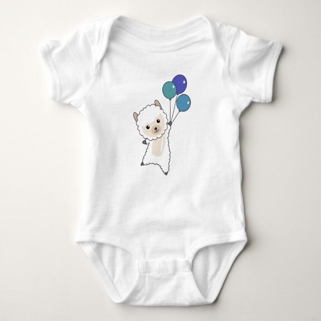 Body Para Bebé Alpaca Mosca Con Globos Animales Dulces Para (Anverso)