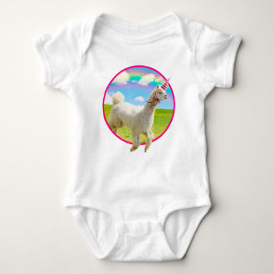 Body Para Bebé Alpaca Unicornio bajo el cielo arcoiris