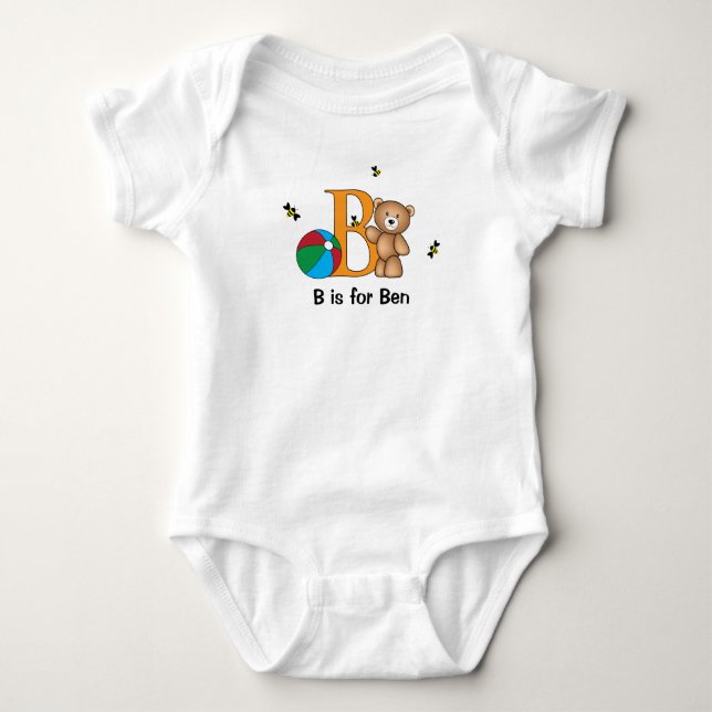 Body Para Bebé Alphabet B tee para niños - personalizar con su no (Anverso)