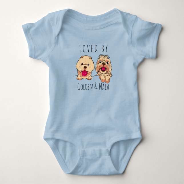 Body Para Bebé Amado por los perros personalizados Mascotas recié (Anverso)
