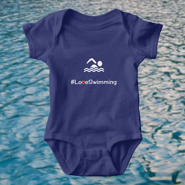 Body Para Bebé Amar nadando en un pictograma (Royal blue color bodysuit)
