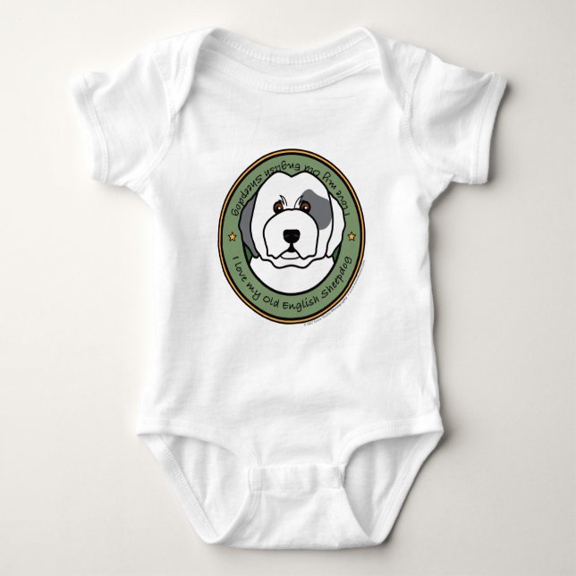 Body Para Bebé Ame mi perro pastor inglés viejo (Anverso)