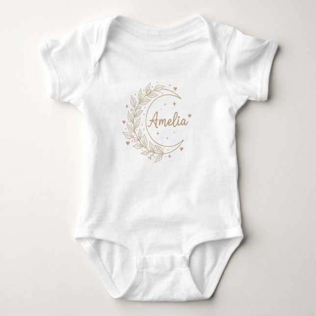 Body Para Bebé Amelia Custom Name Baby Bodysuit - Elegant Celesti (Anverso)