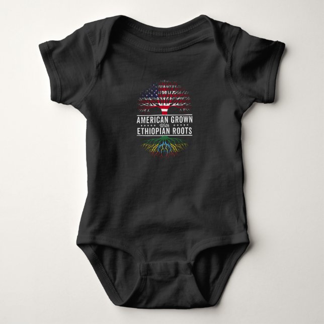 Body Para Bebé American Grown Ethiopian Roots Flag (Anverso)