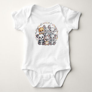 Body Para Bebé Amigos animales Pastel - Cute Kawaii